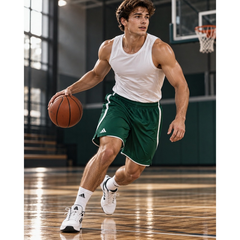 Adidas Athletic Shorts Size Medium Green Performance Mesh Soccer Training #1620
